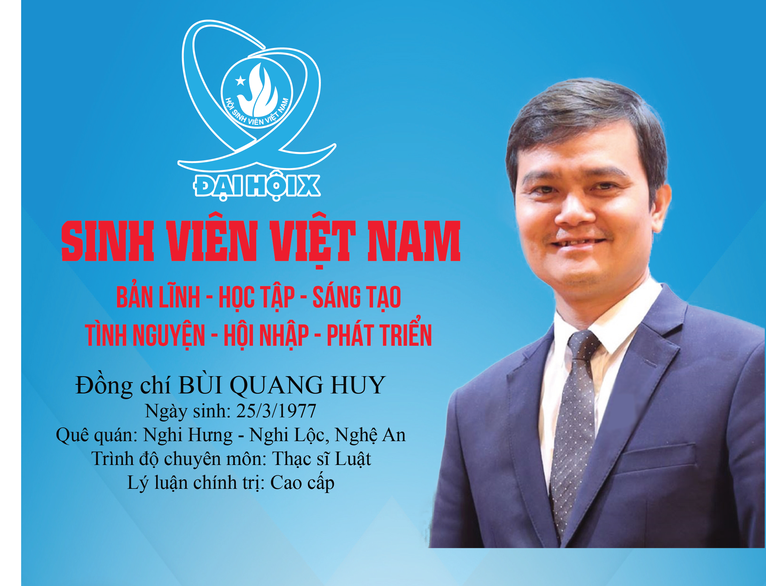 Infographic: Lý lịch trích ngang của đồng chí Bùi Quang Huy, Tân Chủ tịch Hội Sinh viên Việt Nam